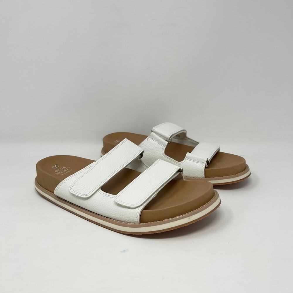 Oasis Society Sienna Double Strap Slide Sandal Womens 9 White Adjustable